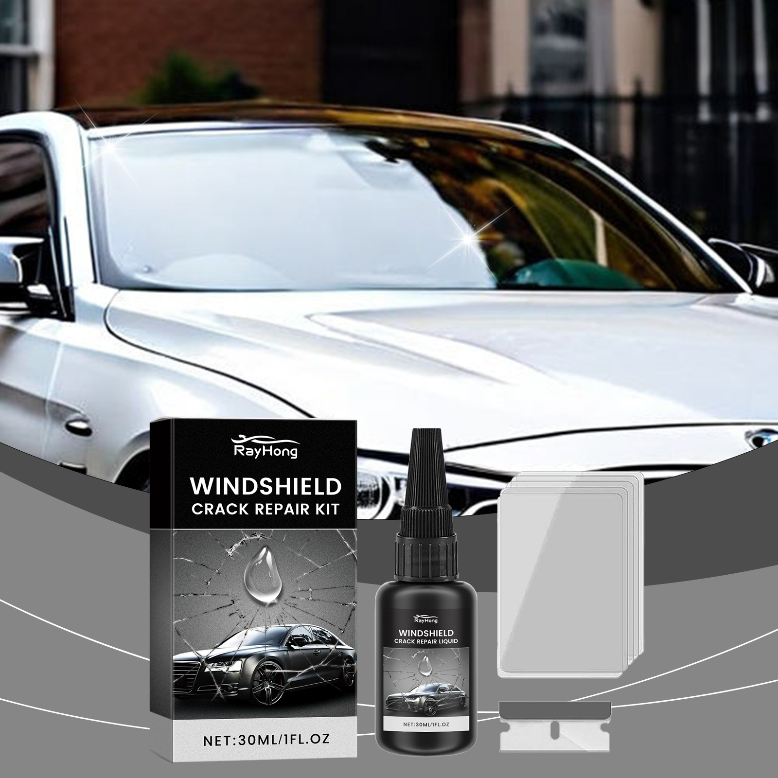 Liquid Uv Glue Kit - Cola para reparação de para-brisas –